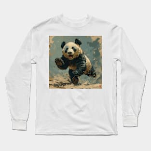 Cute Panda Runing Long Sleeve T-Shirt